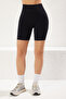 Siyah Seamless/Dikişsiz Push Up Örme Spor Şort/Kısa Tayt THMSS25TY00013 - 5