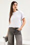 White 100% Single Jersey Oversize/Wide Cut Asymmetrical Back Detail Knitted T-Shirt Twoss25Ts00040 - 2
