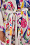 Çok Renkli Çiçek Desenli Kuşaklı Mini Dokuma Balon Kollu %100 Pamuklu Kimono&Kaftan TBBSS25DE00001 - 4