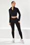 Siyah Soft Fırçalı Kumaş Fermuarlı Örme Spor Ceket/Sweatshirt THMSS25SK00000 - 3