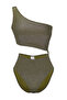 Khaki Single Shoulder Cut Out/Window Glitter Maini Tbess25My00003 - 5