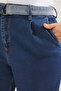 Mavi Yüksek Bel Kemerli Geniş Paça/ Wide Leg Fit Comfort/Orta Esnek Büyük Beden Jean TBBSS25CJ00009 - 4