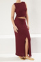 Bordo Fitted/Vücuda Oturan Kalem Yırtmaçlı Örme Alt-Üst Takım TWOSS25AU00009 - 3