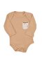 Unisex Brown Beige Leaf Patterned 3-Piece Bodysuit Set - 6
