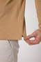 Fonte Men's Beige 100% Cotton Pique Knitted Stretchy Fabric Slim Fit Long Sleeve Polo T-Shirt - 6