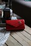 Women's Red Patent Leather Double Belt Detailed Evening Dress Handbag - 3