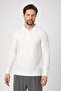 Lewin Men's Ecru 100% Cotton Waffle-Free Stretching Fabric Slim Fit Long Sleeve Polo T-Shirt - 7