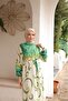 Women's Hijab Patterned Belted Long Viscose Dress - 3