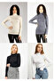 Flexible Lycra Bodysuit for Women - Set of 4 Beige, Grey, Black, White, Half Turtleneck, Long Sleeve - 2