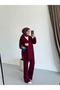 Women's Side-Tie Knitwear Set Hijab - Bordo