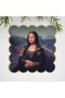 Mona Lisa Painting Design Embroidery Edge Washable Cocktail Napkin 1 Piece