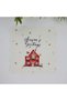 Watercolor Red House and Slogan Design Laser Cut Fabric Cocktail Napkin 1 Piece