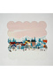 Pink Sky New Year's Themed Digital Printed Laser Cut Cocktail Napkin Washable - 2