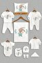 11 Piece Cute Rabbit Printed Newborn Hospital Release Set 100% Cotton Unisex - 2