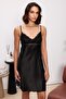 Satin Lace Women's Nightgown and Dressing Gown Set - 4510 Black - 5