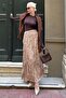 Shiny Beige Wrinkled Pattern Women's Skirt Mg2290 - 3