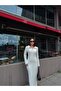 Polo Shirt Collar Side Slit Long Sleeve Stretchy Seersucker Fabric Maxi Long Dress - 8
