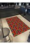 Sun Collection Green Red Abstract Patterned Woven Backing Modern Decorative Carpet solar50 - 2