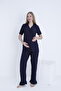 Adjustable Waist Woven Maternity and Maternity Pajamas Set with Front Button Ruffle Detail