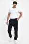 Note to Printed Regular Winter 3 Thread Ribbed Elasticated Leg Black Jogger Sweatpants Rf0416 - 4