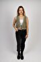 Khaki Color Daylight Muslin Embroidered Vest