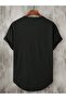 Men's Slim Fit Plain Basic Oval Cut T-shirt Black - 2