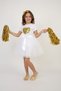 Girl's Gold Yellow Sequin Heart Detail T-Shirt White Skirt Suit April 23, October 29 Show Outfit - 4