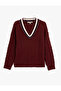 Long Sleeve Hair Knit Women's Oversize V-Neck Sweater - 3