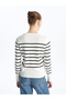 Crew Neck Striped Long Sleeve Women's Knitwear Sweater - W49933Z8 - 5