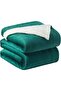 Silky Sherpa Blanket Single Size 160x220cm  Reversible Throw Blanket Pine Green - 2