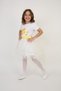 Girl's Yellow Daisy Print Sequined T-Shirt Daisy Skirt Suit 23 April 29 October Show Outfit - 7