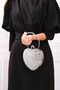 Women's Heart Stoned Silver Evening Bag - 4