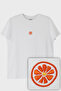Orange Patterned Embroidered Fruit T-Shirt |   Fresh and Vibrant Style