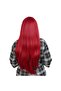 Fiber Synthetic Long Straight Bangs Wig - Red - 4