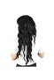 Long Water Wave Fiber Synthetic Wig with Perch - Black - 3