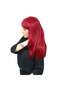 Straight Perçemli Medium Length Fiber Synthetic Wig - Red - 3