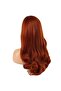 Long Wavy Fiber Synthetic Wig with Bangs - Copper - 4