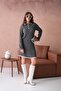 Women's Polo Neck Buttoned Mini Skirt Bottom Top Knitwear Set - 4