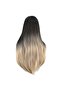 Straight Riveted Long Fiber Synthetic Wig - Ashy Black / Honey Foam Ombrel - 4