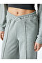 Women's Grey Ribbed Wide-Leg Sweatpants - 5