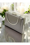 Anthracite Gray Platinum Wrinkled Skin Leather Metallic Color Chain Strap Evening Dress Bag Wedding Engagement Graduation - 7
