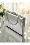 Silver Gray Lame Wrinkled Skin Leather Metallic Color Chain Strap Evening Dress Bag - 7