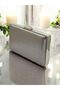 Anthracite Gray Platinum Wrinkled Skin Leather Metallic Color Chain Strap Evening Dress Bag Wedding Engagement Graduation