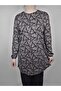 Women's Brown Long Sleeve Crew Neck Elastic Wrist Lizy Oval Hem Tunic
