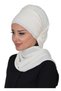 Cross Stitch Scarf Design Chiffon Ready-To-Wear Turban, Ht-48, Cream - 5