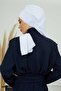 Cross Planting Scarf Design Chiffon Ready-Made Turban,Ht-48,White - 3
