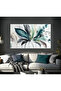 Hari̇kabi̇rev | Grey-Turquoise Flower Patterned Abstract Model Ii | Framed Tempered Glass Table Single Horizontal