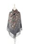 Floral Pattern Embroidered Winter Shoulder Shawl - Gray