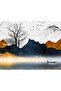 Hari̇kabi̇rev | Dark Blue-Brown Color Mountain Landscape Model | Framed Tempered Glass Table Single Horizontal - 2