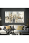 Hari̇kabi̇rev | Gold-Grey Abstract Patterns Model 01 | Framed Tempered Glass Table Single Horizontal